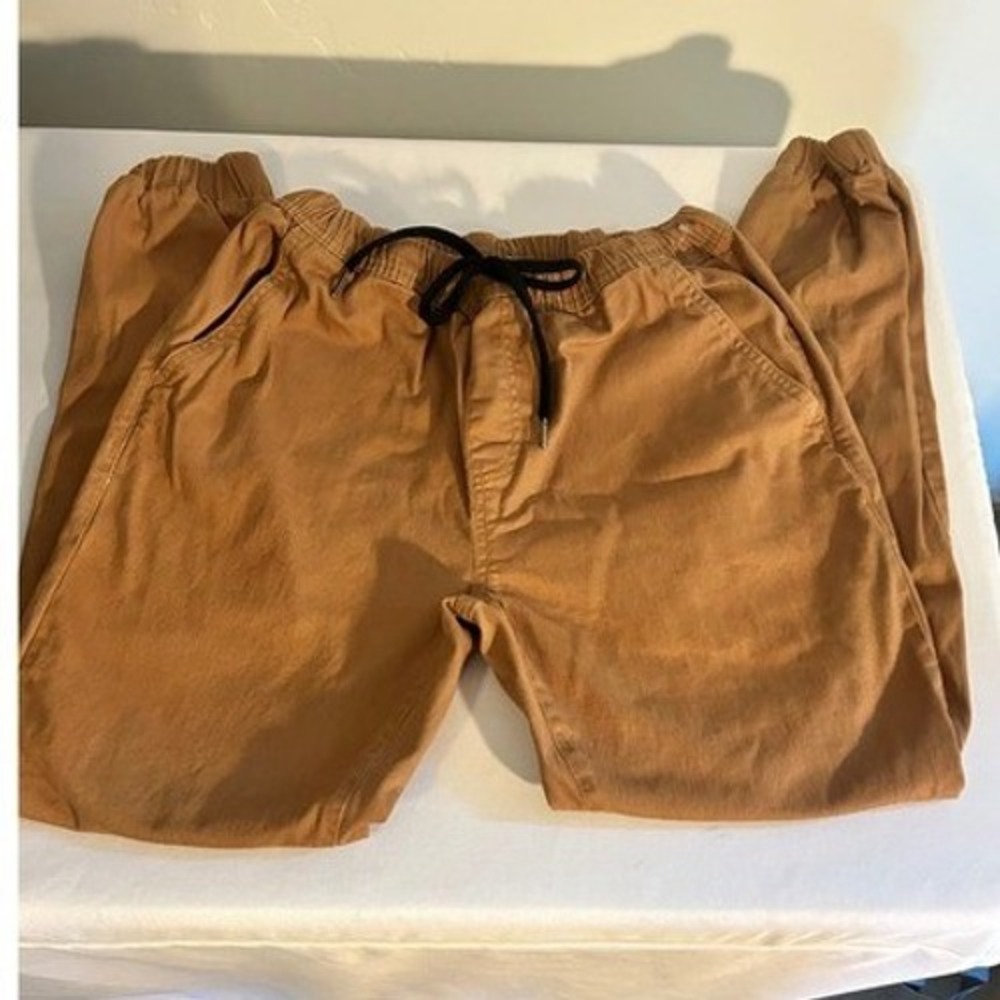 Southpole Mens Brown Twill Jogger Pants Elastic Waist Drawstring Size Medium